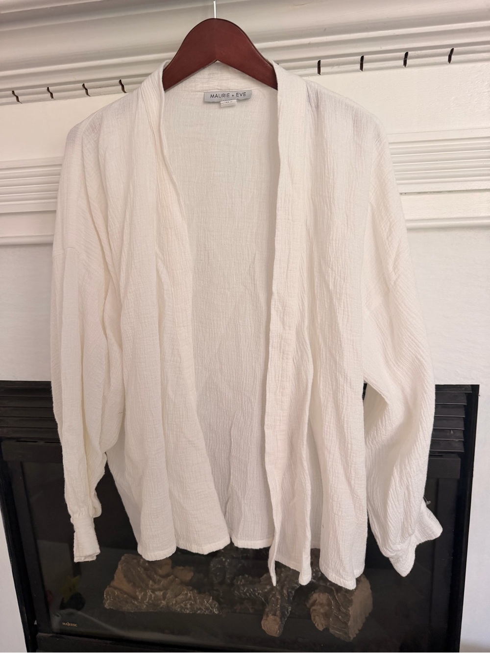 Maurie + Eve Cream Textured Open-Front Cardigan